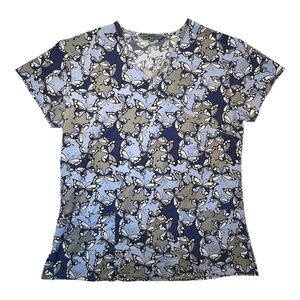 Bannock Court Scrub Top Butterflies Hearts Size Small Blue White Medical